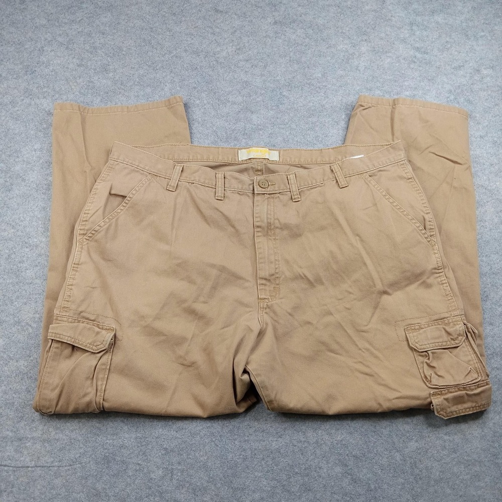 Wrangler Cargo Pants Mens 44x30 Brown Cotton Utility‎ Pockets Workwear Casual